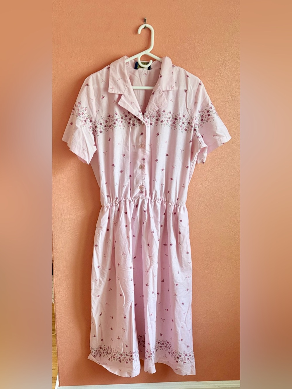 Willow Ridge Pink Floral Button-Front Shirt Dress